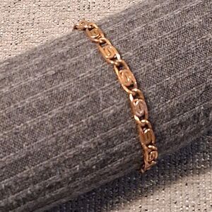 Vintage Solid Copper S Link Chain Bracelet Spring Ring Clasp 7 Inch